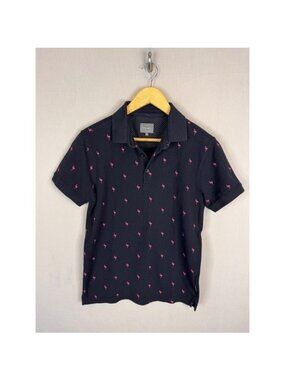Peter Werth London N.1 Fandango Navy Pink Flamingo Cotton Polo Shirt Mens Small